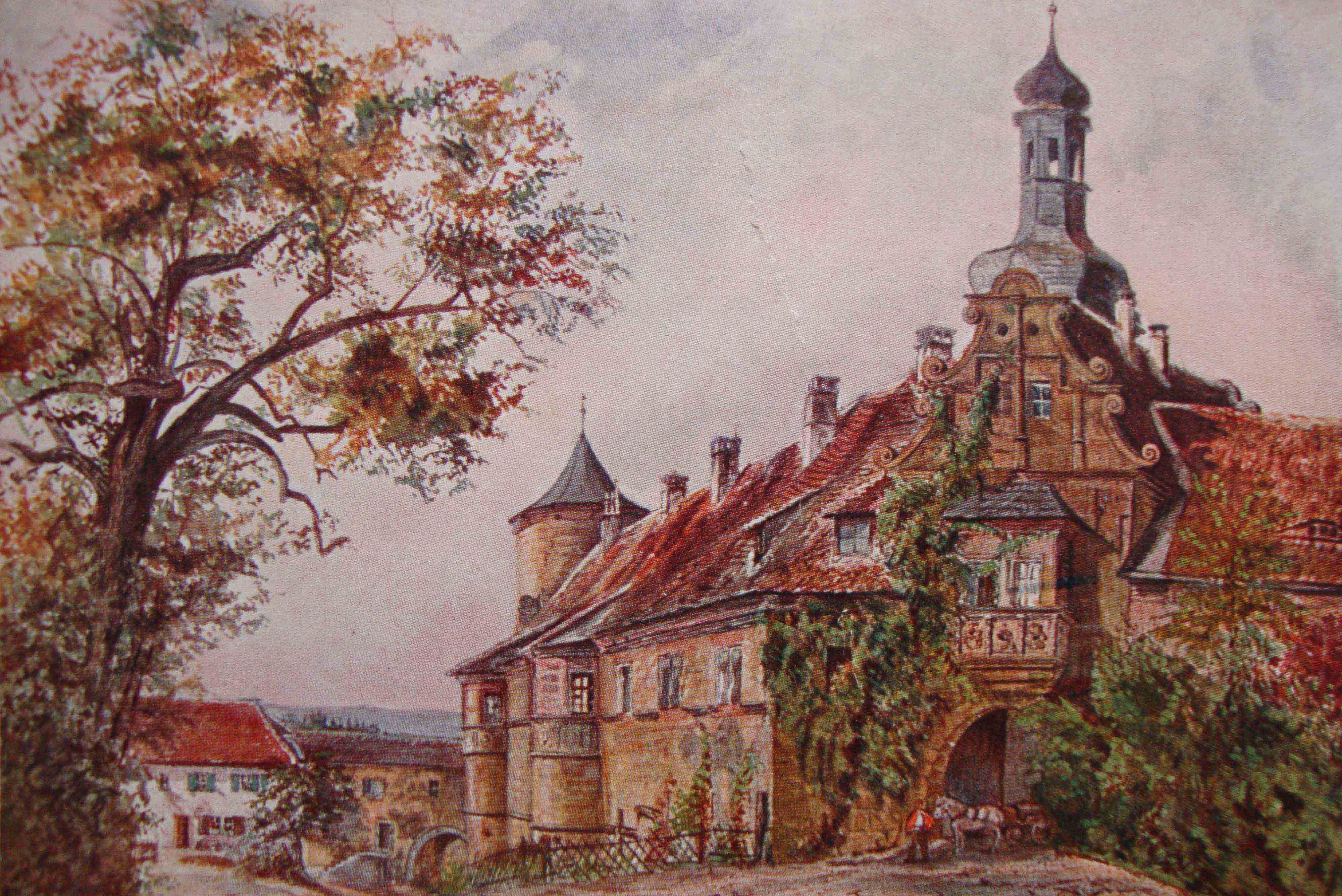Unteres Schloss Wernstein, Aquarell von Pfarrer Thiermann